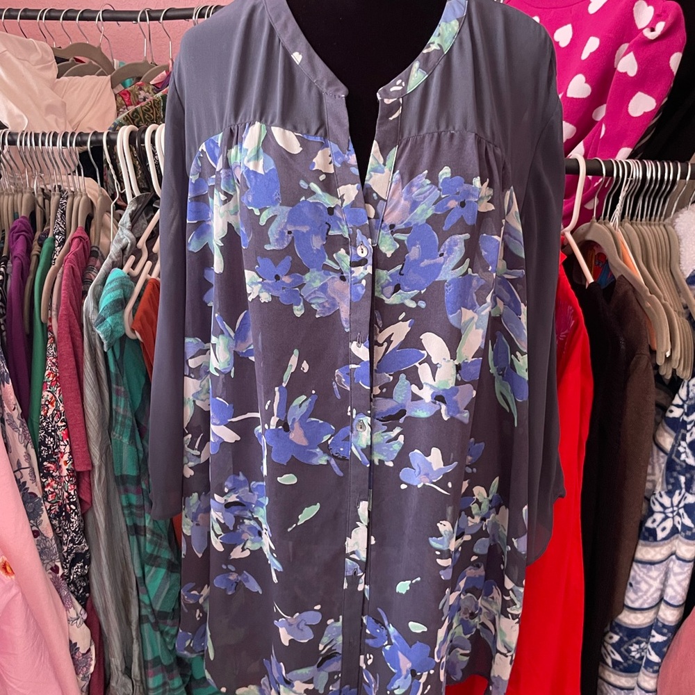 Floral Blue Women's Top